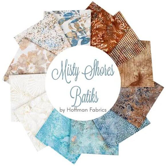 Misty Shores Batiks Cotton Fat Quarter Bundle by Hoffman Fabrics